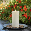 Luminara Outdoor Moving Flame 3.75" Pillar Flameless LED Candle, IPX4, Remote Ready, Plastic, Ivory (9-inch)