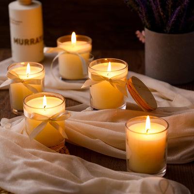 Yungyan 24 Pcs Lavender Scented Candles for Home 6 oz Glass Jar Candle with Bamboo Lids Soy Wax Stress Relief Aromatherapy Candles Gifts for Christmas Birthday Wedding Baby Shower Party Favors