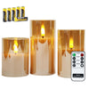 Rhytsing Gold Glass Battery Operated Candles with Remote, Flameless LED Candle Gift Set, Warm White Light - Include 6 Batteries