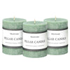 3x4 Inch Sage Green Pillar Candles Set of 3 - Unscented Spring Candles, Long Clean Burning, Large Big Candles, Smokeless Dripless Candles for Spring Home Decor, Dinner Table, Bathroom, Rustic Decor