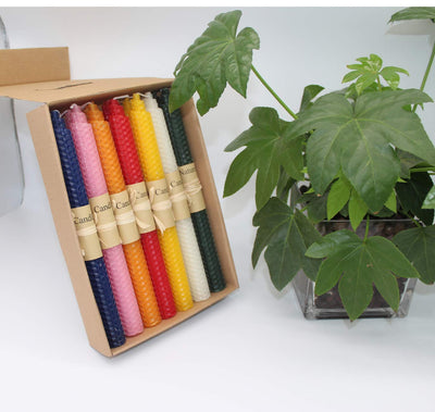 XIANGZHU Set of 14 Beeswax Handmade Taper Candles, 9 Inch Smokeless Dripless Wax Candles, Beeswax Candle for Home Gift Ideas, Long Candle Sticks for Wedding,Dinner