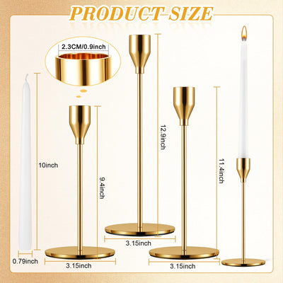 Inbagi Candlestick Holders Bulk for Taper Candles Metal Tall Candle Stick Holders Taper Candle Stands for Table Centerpiece Wedding Home Party Decor Fit 0.79 in Thick Candle(Gold, 18 Sets)