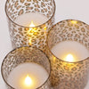 Mark Feldstein & Associates Wild Leopard Animal Print Flameless LED Glass Pillar Candles, Set of 3, 6 Inch