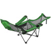 Happybuy Folding Camp Chair with Footrest Mesh, Lounge Chair with Cup Holder and Storage Bag, Reclining Folding Camp Chair for Camping Fishing and Other Outdoor Activities (Green)