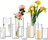 9 Pack Cylinder Vases- for Centerpieces, 6,8,10 Inch Clear Glass Cylinder Candle Holder- for Weeding Centerpirces Decoration Tall Clear Flower Vases, Hurricane Candle Holder for Party Home Decor