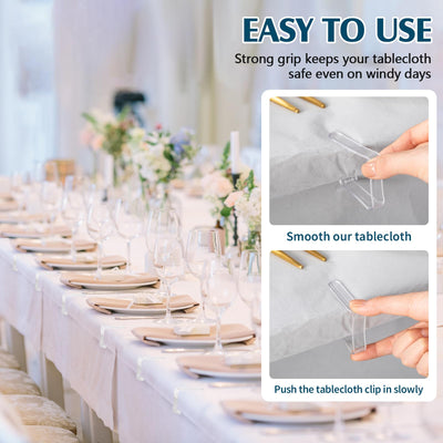 Wenqik 240 Pcs Tablecloth Clips Table Cloth Clips Transparent Clear Plastic Table Cloth Holders Table Clips Table Cloth Clamps for Indoor Outdoor Birthday Home Wedding Camping Picnic Party Supplies