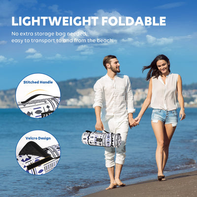 ZAZE Picnic Blankets Beach Blanket with Stakes, Thick 3-Layer Waterproof Sandproof 80*80 Oversized Mat, Foldable Extra Large Big, Machine Washable Accessories for Outdoor Camping Park Gift(Black Blue)