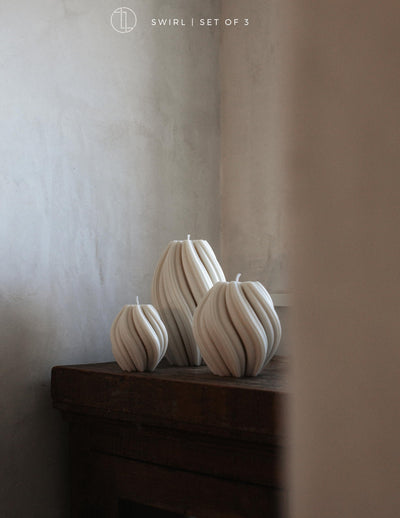 LAWA Swirl Candle - Beautiful Handmade Pillar Scented Soy Wax Twirl Candle Elegant Bubble Aesthetic Candle Housewarming Gift Home Room Shelf Decor Idea Spiral Candle White (Small)