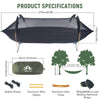 Night Cat 3 in 1 Hammock Tent with Storage Pocket for Sleeping Pad(Exclude) with Bug Net and Rainfly 1 Person Backpacking Camp Tent Waterproof Lightweight 440lbs