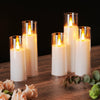 Amagic Pure White Acrylic Flameless Candles, Battery Operated Candles, Flickering LED Pillar Candles with Remote Control and Timer, 3D Wick, Set of 5