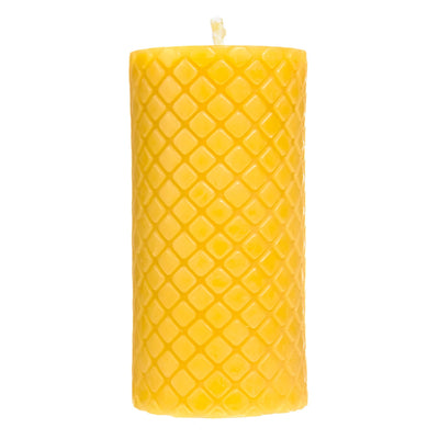 Alternative Imagination 100% Pure Beeswax Diamond Pillar Candles (2x4 Inch), 3 Pack, 20 Hour Burn Time, Hand-Poured (Yellow)