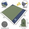 ECCOSOPHY Sand Proof Beach Blanket - Waterproof Picnic Blanket 60x55-Outdoor Compact Pocket Blanket-Lightweight Ground Cover for Hiking, Camping, Festivals, Sports, Travel-with Bag & Stakes Evergreen