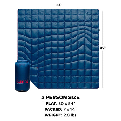 80" x 84" 2 Person Outdoor Down Camping Blanket for Traveling, Picnics orBeach Trips, Deepwater Blue Color