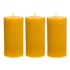 Alternative Imagination 100% Pure Beeswax Diamond Pillar Candles (2x4 Inch), 3 Pack, 20 Hour Burn Time, Hand-Poured (Yellow)