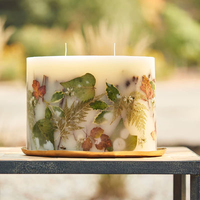 Rosy Rings Oval Botanical Candle Plate Set 12" L & 9" H Burn Time 300 Hours - Long Lasting Candles, Woodsy Scent Candles, Luxury Candles, Botanical Candles Gift Sets (Forest)