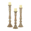 Deco 79 Mango Wood Candle Holder with Turned Style, Set of 3 24", 21", 18"H, Brown