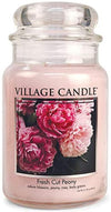 Village Candle Fresh Cut Peony Large Glass Apothecary Jar, Scented Candle, 21.25 oz.