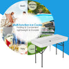 middow 4 Foot Ice Cooler Table, Folding Buffet Cold Food Keeper w/Removable Matching Skirt & Drain Plug, Portable Patio Outdoor Chilling Table, Cooler Server for Party, Picnic, Camping, Wedding, BBQ