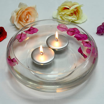 Zest Candle 24-Piece Floating Candles, 2.25-Inch, Metallic Silver