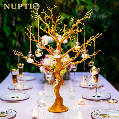 NUPTIO Hanging TeaLight Candle Holder: 24Pcs 2.36in Tree Tea Light Holders with LED Candles Small Glass Globes Ornament Clear Round Mini Terrarium Containers for Wedding Party Tree Decoration