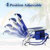 Canpsky Portable Camping Beach Chair for Adults Backpack Folding Beach Chair with 4 Positions for Sand Party Lightweight Lay Flat Beach Chairs with Headrest, Cooler Pouch, Cup Holder, New Blue