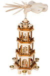 BRUBAKER Christmas Pyramid - 24 Inches - 4 Tier Carousel with 6 Candle Holder and Hand Painted Figurines - Designed in Germany - Nativity Set, Decoration