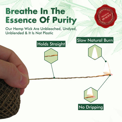 100% Organic Hemp Wick with Natural Beeswax Coating, Twisted Bee (200ft x Standard Size)