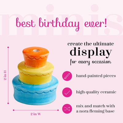 Nora Fleming Hand-Painted Mini: Best Birthday Ever (Candle Holder Cake) A194