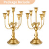 NUPTIO Gold Candelabras Candle Holder Set of 2 Metal Candelabra Centerpieces 5 Branches Candle Stick Stands Candleholder Fireplace Wedding Reception Antique Decorative Dinning Table Christmas