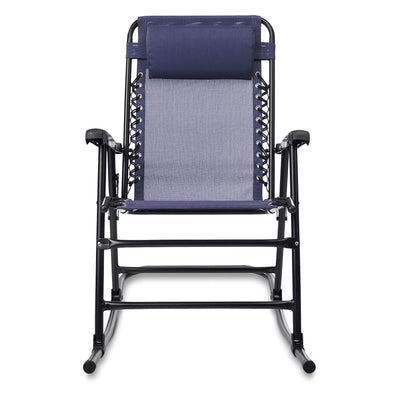 Amazon Basics Outdoor Textilene Zero Gravity Folding Lounge Rocker with Pillow, Navy