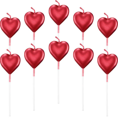 Metallic Heart Birthday Candles Cake Candles Cupcake Topper Candles Dessert Candle Holders for Wedding, Anniversary, Romantic Night, Mother's Day,Party Decoration