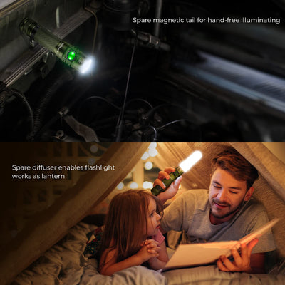 sofirn SC31 Pro Rechargeable Flashlight, Super Bright Pocket Flashlight 2000 Lumens with SST40 6500K LED, Diffuser, Magnetic Tail Cap, for EDC Camping Fishing Dog Walking (Green)