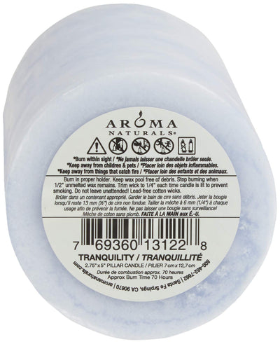 Aroma Naturals Essential Oil Scented Pillar Candle, Tranquility, 2.75 Inch X 5 Inch, Lavender, 1 Pound