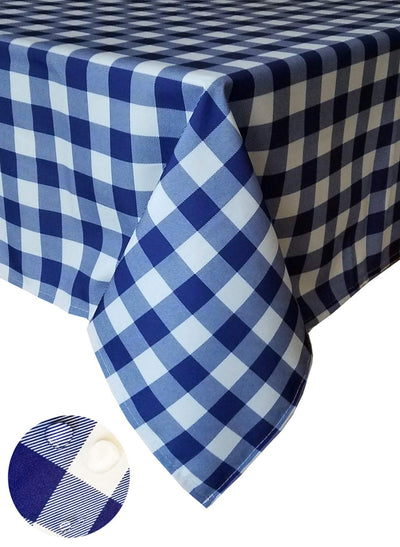 Tektrum 100% Polyester Waterproof 70 X 70 inch 70"X70" Square Checker Checkered Tablecloth Table Cover -Spill Proof/Stain Resistant/Wrinkle Free-for Picnic, Dinner, Restaurant (Blue and White)