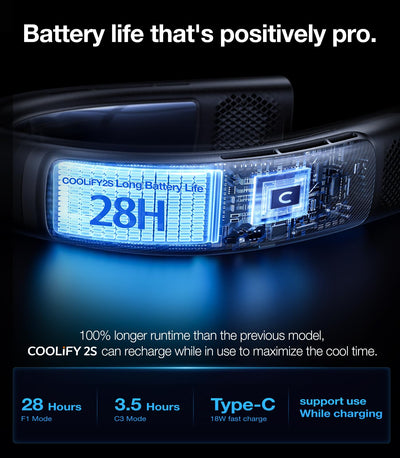 TORRAS COOLiFY 2S [28H Extended Battery Version] Neck Air Conditioner, Portable Neck Fan Rechargeable, Neck Cooler App Control Neck Fans that blow cold air for mothers day gifts, Starry Black