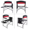 KingCamp Camping Directors Chairs Supports 400 Pounds for Adults, Padded Folding Portable Camping Chair with Side Table, Storage Pockets, Red (2-Pack)