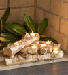 Plow & Hearth Faux Wood Resin Logs Tea Lights Candle Holder, Birch