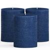 CANDWAX 3x4 Pillar Candle Set of 3 - Decorative Rustic Candles Unscented and No Drip Candles - Ideal as Large Candles for Home Interior - Dark Blue Candles