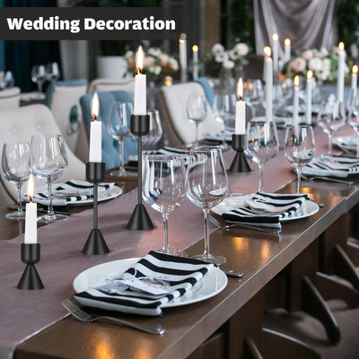 Suclain Set of 24 Short Candle Holders Metal Taper Candle Holders Modern Candlestick Holder Table Centerpieces for Party, Wedding, Dinning, Home, Birthday Decor(Black)