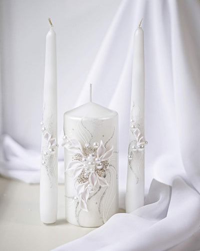 Magik Life Unity Candle Set for Wedding - Wedding Unity Set for Reception and Ceremony - Candle Sets - 6 Inch Pillar and 2 * 10 Inch Tapers-White