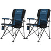 XGEAR Camping Chair Hard Arm High Back Lawn Chair Heavy Duty with Cup Holder, for Camp, Fishing, Hiking, Outdoor, Carry Bag Included (Blue 2chairs)