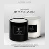 My Way Deluxe Scented Candle, Luxury Hotel Inspired Big Candle with Hints of Lush Sandalwood, Warm Virginia Cedar, and Beautiful Iris, Long Lasting 300 Hour Burn Time, 55oz White