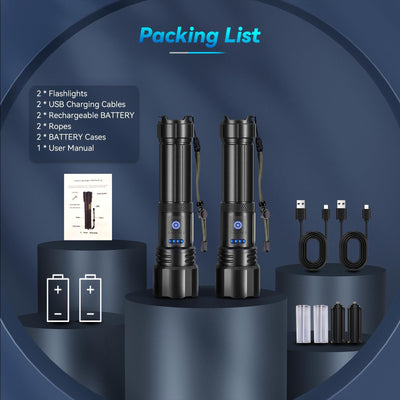 Sigoobal Rechargeable Flashlight, 2 Pack 900000 High Lumens Super Bright Flash Light, 7 Modes with COB Work Light, IPX6 Waterproof, Powerful Handheld LED Flashlights for Camping, Hiking