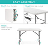 Best Choice Products 4ft Plastic Folding Table, Indoor Outdoor Heavy Duty Portable w/Handle, Lock for Picnic, Party, Camping - White