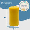 100% Pure Beeswax Candle - Large Pillar Candle - 80 Hour Burn Time - 3x6 Inch - Alternative Imagination