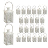 Kate Aspen Medium Decorative Lanterns - Set of 24 - Luminous Distressed White Metal Lantern Candle Holders Centerpieces for Wedding, Home Decor and Party - 6.3" H (8.9" H with Handle)