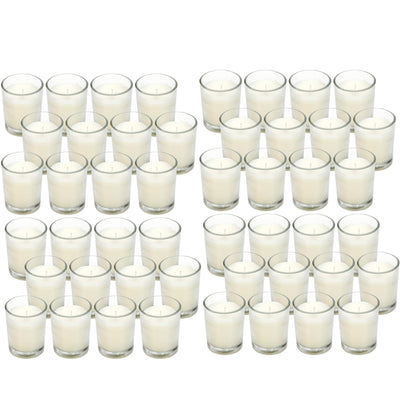 Hosley 48 Pack Ivory Unscented Clear Glass Filled Votive Candles. Hand Poured Wax Candle Ideal Gifts for Aromatherapy Spa Weddings Birthdays Holidays Party (Warm White)