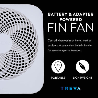 Treva 10-Inch Portable Fan, Powered by Battery and/or AC Adapter - Desk Fan Air Circulating with 2 Cooling Speeds, Personal Fan and Travel Fan for all your needs