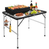 jkwokback 3ft x 2ft Grill Table Portable Camping Table, Waterproof Black Folding Table with Adjustable Height Camping Table,Folding Camp Table for BBQ,Camping, Outdoor Sports, Beaches and Picnics