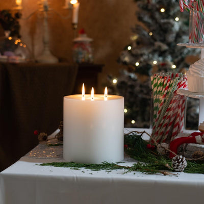 MOZEAL Extra Large 3 Wick White Pillar Candle, 6" x 6", Unscented, Dripless, Smokeless, and Clean-Burning. Approx. 120 Hours of Burn Time. Perfect for Weddings, Dinners, Christmas and Home Decor